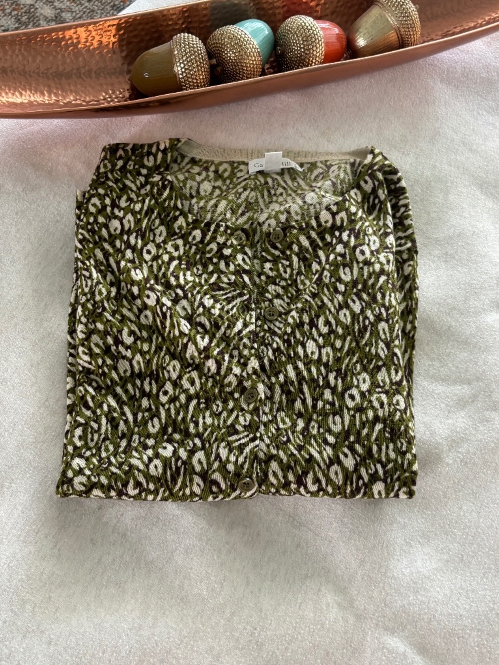 NWOT Garnet Hill Olive Cardi Sz L